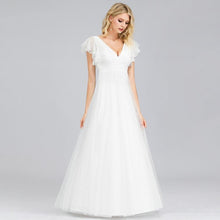 Load image into Gallery viewer, Simple Boho Wedding Dresses A Line Double V Neck Embroidery Elegant Lace Bride Gowns Gelinlik Vestido De Noiva WN2838