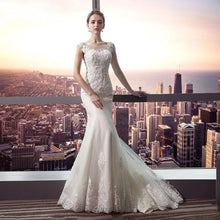 Load image into Gallery viewer, Princess Mermaid Wedding Dresses Bridal Ivory Sleeveless Arrival Vestido De Noiva Lace Customized Plus Size WF2633
