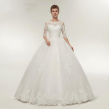 Load image into Gallery viewer, Princess Ball Gown Wedding Dresses Bridal 1/2 Sleeves Lace Luxury Customized Plus Size WF2612