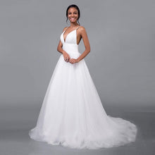 Load image into Gallery viewer, Princess Ball Gown Wedding Beach Dresses Bridal White Backless Spaghetti Strap Tulle Real White Bridal WN2603