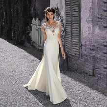 Load image into Gallery viewer, Mermaid Ivory Wedding Dresses Bridal Lace Sexy Sleeveless Illusion Gown Vestido De Noiva WN2605
