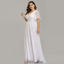 Load image into Gallery viewer, Plus Size A Line Wedding Dress Beach Simple Chiffon White Robe De Mariee Elegant V Neck Vestido De Noiva N2808