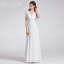 Load image into Gallery viewer, Plus Size A Line Wedding Dress Beach Simple Chiffon White Robe De Mariee Elegant V Neck Vestido De Noiva N2808