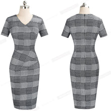 Load image into Gallery viewer, New Arrival 2019 Plaid Print Work Business Party Bodycon Sheath Office Dress B537 - VINLUVBRIDAL