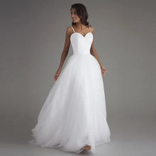 Load image into Gallery viewer, Women Spaghetti Strap Beach Wedding Dresses Bridal White Sashes Boho Bridal Gown A-line Bride Dress WN2609