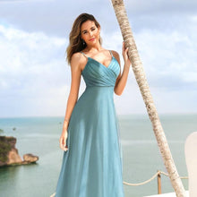 Load image into Gallery viewer, 2019 Evening A Line Dresses For Wedding Guest Long Blush Pink Chiffon Dresses With Ruched Bodice Robe N2805