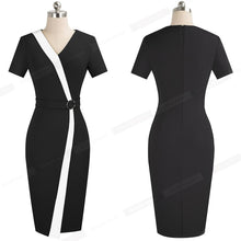 Load image into Gallery viewer, Elegant Contrast Color Patchwork with Ring Work Office Business Dresses NF8880 - VINLUVBRIDAL