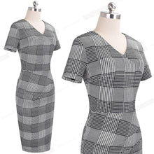Load image into Gallery viewer, New Arrival 2019 Plaid Print Work Business Party Bodycon Sheath Office Dress B537 - VINLUVBRIDAL