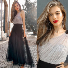 Load image into Gallery viewer, Navy Blue Prom A Line Dress Wedding Long Sleeveless Elegant Sexy Dress Backless Tulle Robe De Soiree Party N2843