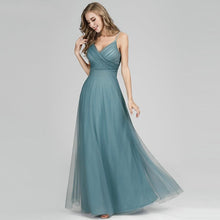 Load image into Gallery viewer, 2019 Evening A Line Dresses For Wedding Guest Long Blush Pink Chiffon Dresses With Ruched Bodice Robe N2805