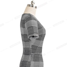 Load image into Gallery viewer, New Arrival 2019 Plaid Print Work Business Party Bodycon Sheath Office Dress B537 - VINLUVBRIDAL