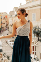 Load image into Gallery viewer, Navy Blue Prom A Line Dress Wedding Long Sleeveless Elegant Sexy Dress Backless Tulle Robe De Soiree Party N2843