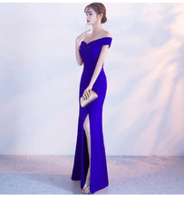 Load image into Gallery viewer, Off Shoulder Burgundy Evening Dress Wedding Party Prom Gown W558 - VINLUVBRIDAL