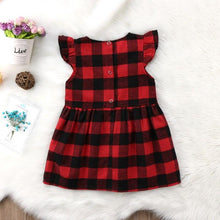 Load image into Gallery viewer, Christmas Outfit for Kids Newborn Toddler Cotton Plaid Sleeveless Mini Dress Kids Summer Party Wedding Xmas Dresses Sundress D0389