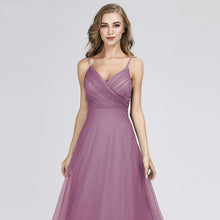 Load image into Gallery viewer, 2019 Evening A Line Dresses For Wedding Guest Long Blush Pink Chiffon Dresses With Ruched Bodice Robe N2805