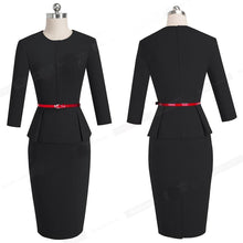 Load image into Gallery viewer, Vintage Elegant Wear to Work with Belt Peplum Bodycon Office Dress NF1473 - VINLUVBRIDAL
