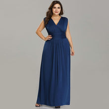 Load image into Gallery viewer, Plus Size Bridesmaid Dresses V Neck Sleeveless Chiffon Dress For Wedding Party Cheap Long Vestido Madrinha N2828