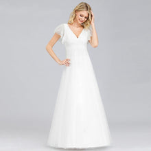 Load image into Gallery viewer, Simple Boho Wedding Dresses A Line Double V Neck Embroidery Elegant Lace Bride Gowns Gelinlik Vestido De Noiva WN2838