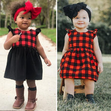 Load image into Gallery viewer, Christmas Outfit for Kids Newborn Toddler Cotton Plaid Sleeveless Mini Dress Kids Summer Party Wedding Xmas Dresses Sundress D0389