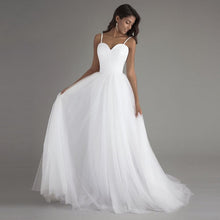 Load image into Gallery viewer, Women Spaghetti Strap Beach Wedding Dresses Bridal White Sashes Boho Bridal Gown A-line Bride Dress WN2609