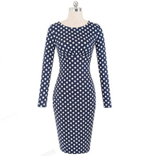 Load image into Gallery viewer, Vintage Polka Dots Elegant Round Neck Bodycon Work Office Dresses NF226 - VINLUVBRIDAL