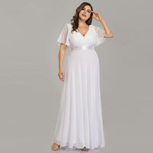 Load image into Gallery viewer, Plus Size A Line Wedding Dress Beach Simple Chiffon White Robe De Mariee Elegant V Neck Vestido De Noiva N2808