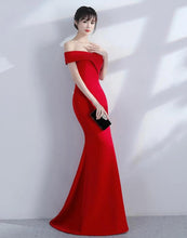 Load image into Gallery viewer, Off Shoulder Burgundy Evening Dress Wedding Party Prom Gown W558 - VINLUVBRIDAL