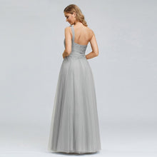 Load image into Gallery viewer, Navy Blue Prom A Line Dress Wedding Long Sleeveless Elegant Sexy Dress Backless Tulle Robe De Soiree Party N2843