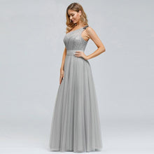 Load image into Gallery viewer, Navy Blue Prom A Line Dress Wedding Long Sleeveless Elegant Sexy Dress Backless Tulle Robe De Soiree Party N2843