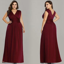 Load image into Gallery viewer, Plus Size Bridesmaid Dresses V Neck Sleeveless Chiffon Dress For Wedding Party Cheap Long Vestido Madrinha N2828