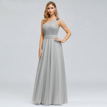 Load image into Gallery viewer, Navy Blue Prom A Line Dress Wedding Long Sleeveless Elegant Sexy Dress Backless Tulle Robe De Soiree Party N2843
