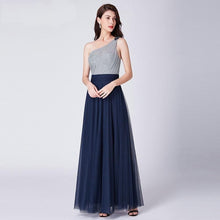 Load image into Gallery viewer, Navy Blue Prom A Line Dress Wedding Long Sleeveless Elegant Sexy Dress Backless Tulle Robe De Soiree Party N2843