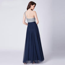 Load image into Gallery viewer, Navy Blue Prom A Line Dress Wedding Long Sleeveless Elegant Sexy Dress Backless Tulle Robe De Soiree Party N2843