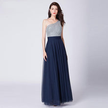 Load image into Gallery viewer, Navy Blue Prom A Line Dress Wedding Long Sleeveless Elegant Sexy Dress Backless Tulle Robe De Soiree Party N2843