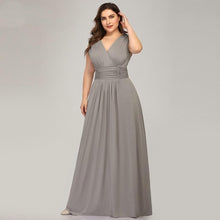 Load image into Gallery viewer, Plus Size Bridesmaid Dresses V Neck Sleeveless Chiffon Dress For Wedding Party Cheap Long Vestido Madrinha N2828