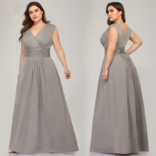 Load image into Gallery viewer, Plus Size Bridesmaid Dresses V Neck Sleeveless Chiffon Dress For Wedding Party Cheap Long Vestido Madrinha N2828