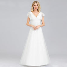 Load image into Gallery viewer, Simple Boho Wedding Dresses A Line Double V Neck Embroidery Elegant Lace Bride Gowns Gelinlik Vestido De Noiva WN2838