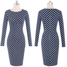 Load image into Gallery viewer, Vintage Polka Dots Elegant Round Neck Bodycon Work Office Dresses NF226 - VINLUVBRIDAL