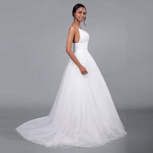 Load image into Gallery viewer, Princess Ball Gown Wedding Beach Dresses Bridal White Backless Spaghetti Strap Tulle Real White Bridal WN2603