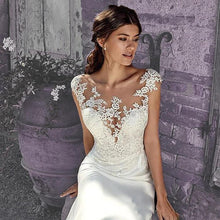 Load image into Gallery viewer, Mermaid Ivory Wedding Dresses Bridal Lace Sexy Sleeveless Illusion Gown Vestido De Noiva WN2605