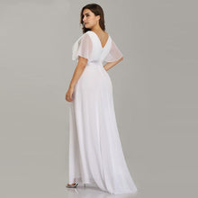 Load image into Gallery viewer, Plus Size A Line Wedding Dress Beach Simple Chiffon White Robe De Mariee Elegant V Neck Vestido De Noiva N2808