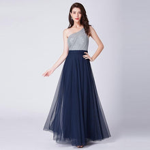 Load image into Gallery viewer, Navy Blue Prom A Line Dress Wedding Long Sleeveless Elegant Sexy Dress Backless Tulle Robe De Soiree Party N2843