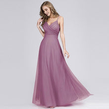 Load image into Gallery viewer, 2019 Evening A Line Dresses For Wedding Guest Long Blush Pink Chiffon Dresses With Ruched Bodice Robe N2805