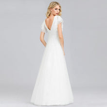 Load image into Gallery viewer, Simple Boho Wedding Dresses A Line Double V Neck Embroidery Elegant Lace Bride Gowns Gelinlik Vestido De Noiva WN2838