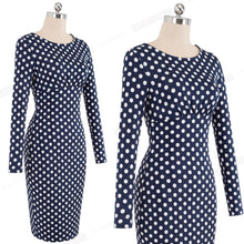 Load image into Gallery viewer, Polka Dots Elegant Round Neck Business Party Bodycon Work Office Dresses NF604 - VINLUVBRIDAL