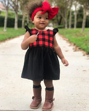 Load image into Gallery viewer, Christmas Outfit for Kids Newborn Toddler Cotton Plaid Sleeveless Mini Dress Kids Summer Party Wedding Xmas Dresses Sundress D0389