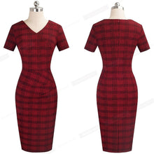 Load image into Gallery viewer, New Arrival 2019 Plaid Print Work Business Party Bodycon Sheath Office Dress B537 - VINLUVBRIDAL