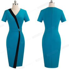 Load image into Gallery viewer, Elegant Contrast Color Patchwork with Ring Work Office Business Dresses NF8880 - VINLUVBRIDAL