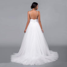 Load image into Gallery viewer, Princess Ball Gown Wedding Beach Dresses Bridal White Backless Spaghetti Strap Tulle Real White Bridal WN2603