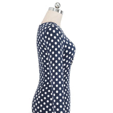 Load image into Gallery viewer, Vintage Polka Dots Elegant Round Neck Bodycon Work Office Dresses NF226 - VINLUVBRIDAL